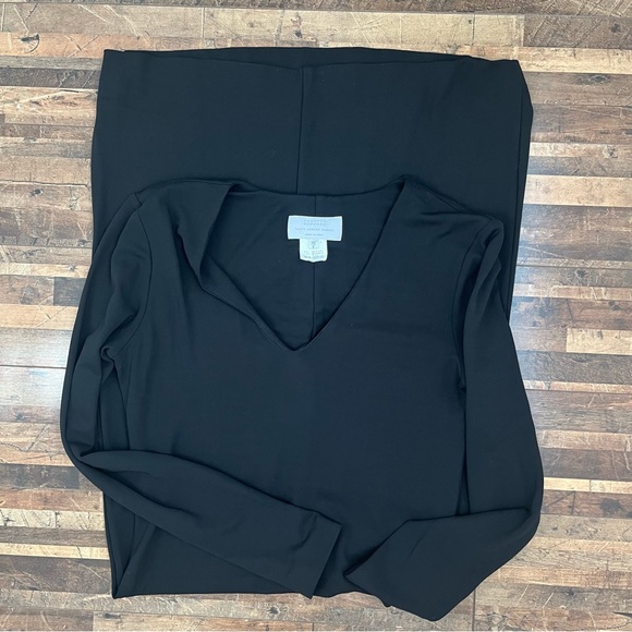 Barney’s New York Long Sleeve V-Neck Midi Cocktail Dress Black Sz 8 - Picture 15 of 16